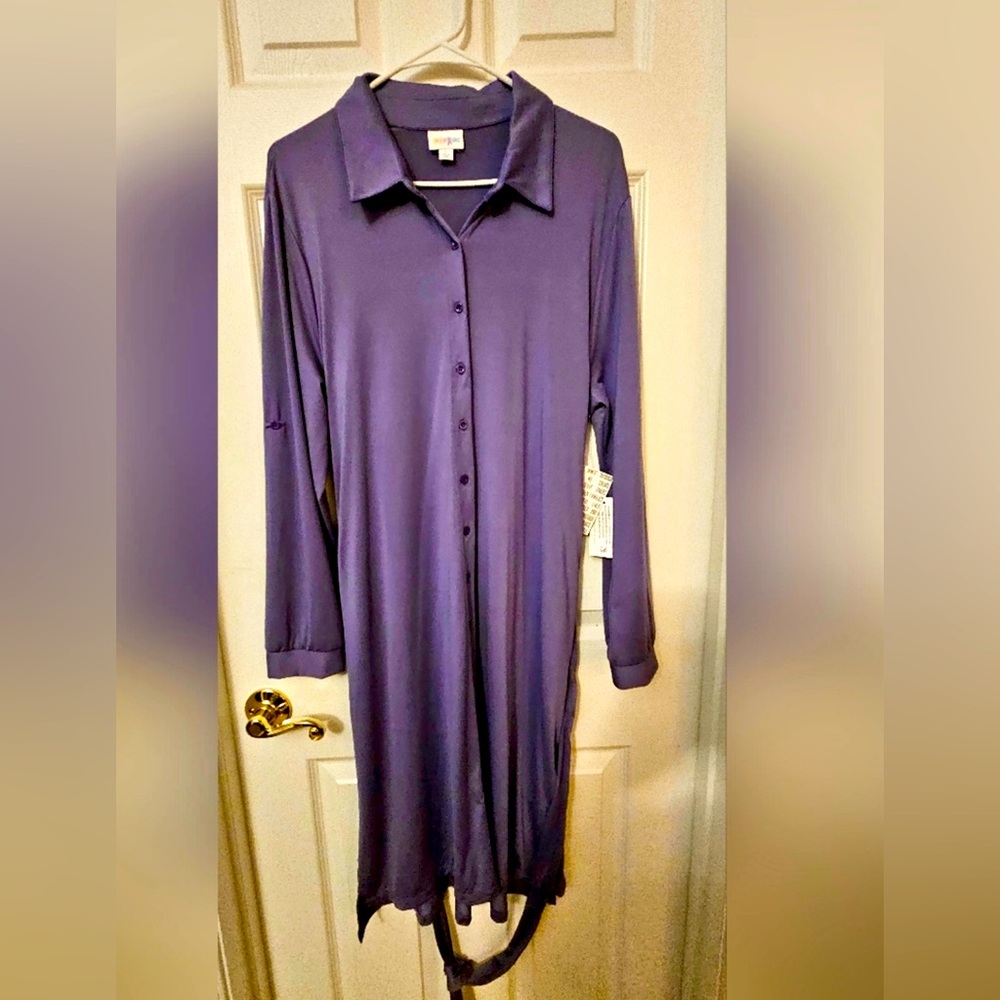 NEW Ellie LulaRoe Belted, Button Front, Midi Dress - Picture 4 of 4
